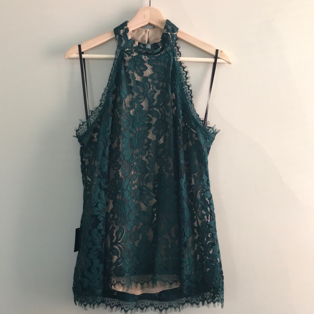 Bebe - Green Lace Mock Neck - NWT